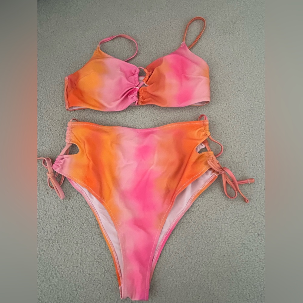 H&M pink/orange bikini with cut out details